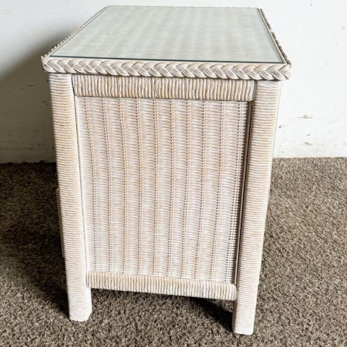 boho chic white washed henry link wicker nightstand by lexington furniture 5295