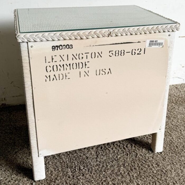 boho chic white washed henry link wicker nightstand by lexington furniture 8112