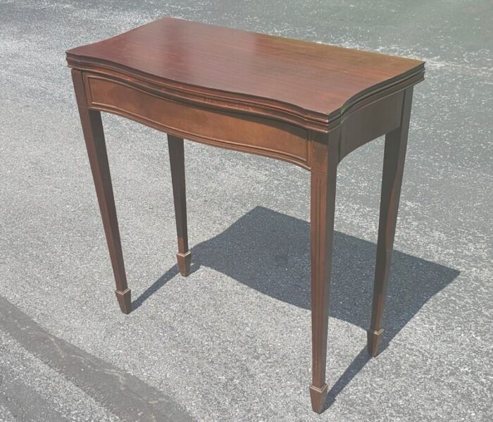 brandt furniture mahogany fold top card table console table 0267