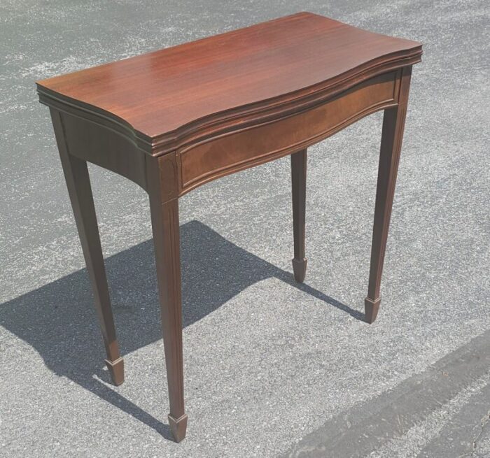 brandt furniture mahogany fold top card table console table 3153