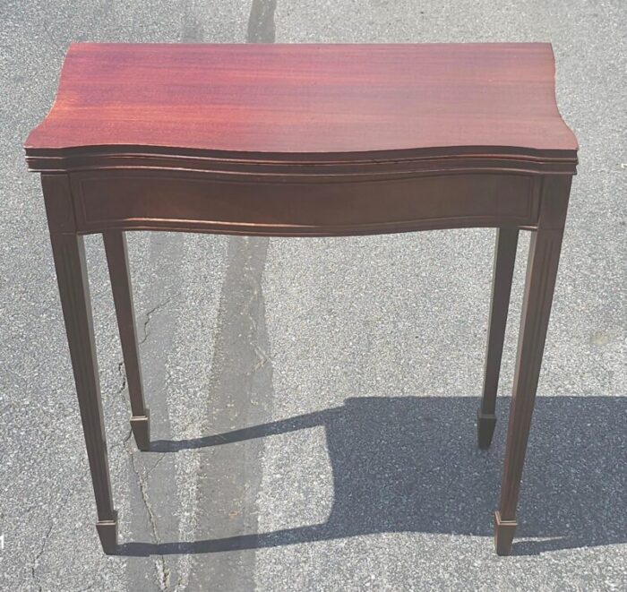 brandt furniture mahogany fold top card table console table 6694