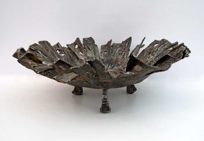 brutalist centerpiece in forged iron by salvino marsura 1970s 2