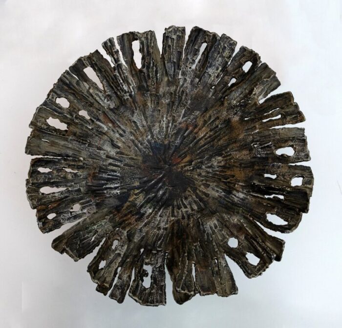 brutalist centerpiece in forged iron by salvino marsura 1970s 4