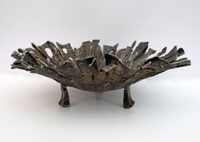 brutalist centerpiece in forged iron by salvino marsura 1970s 5