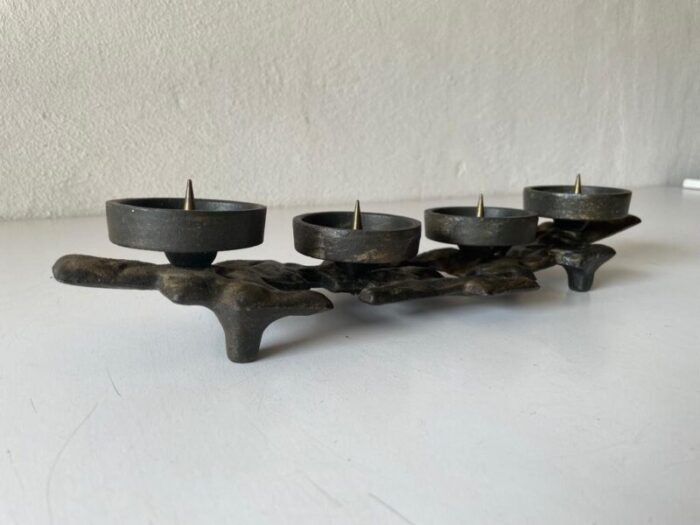 brutalist german bronze candle holder 1960s 2