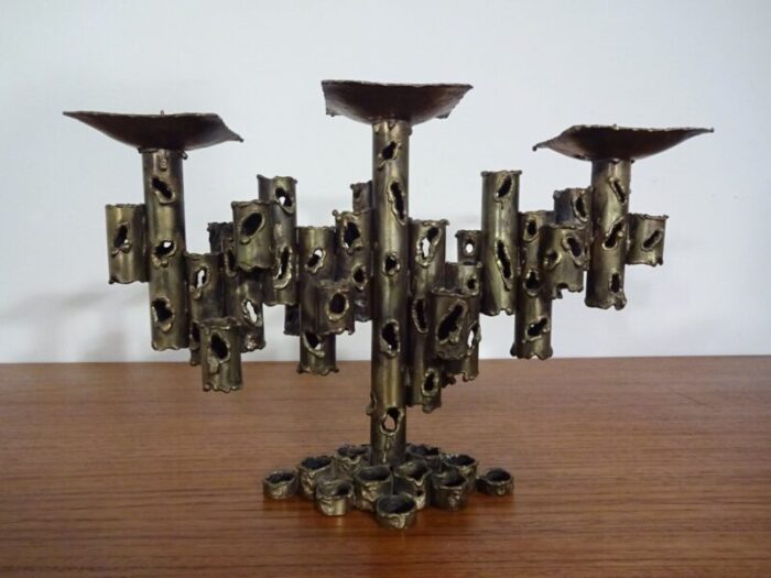 brutalist iron candleholder 1960s 1