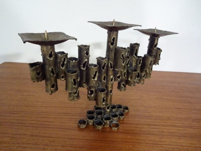 brutalist iron candleholder 1960s 12