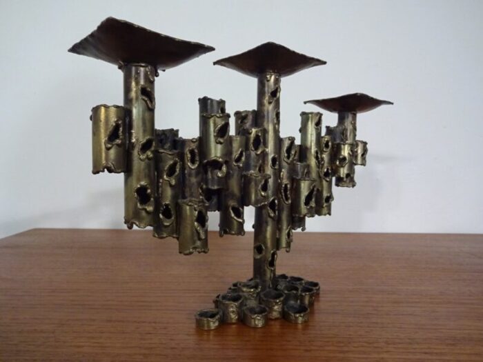 brutalist iron candleholder 1960s 2