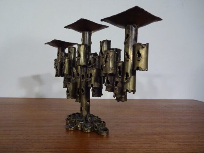 brutalist iron candleholder 1960s 3