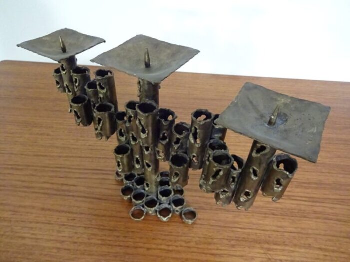 brutalist iron candleholder 1960s 4