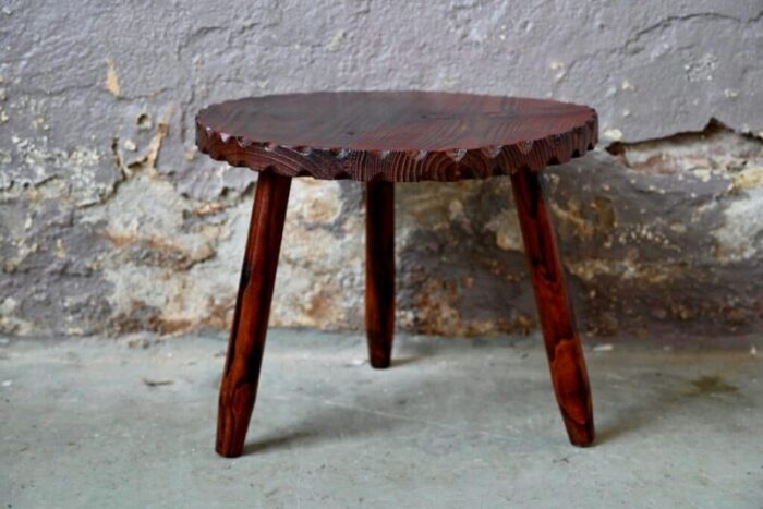 brutalist wooden tripod table 2130