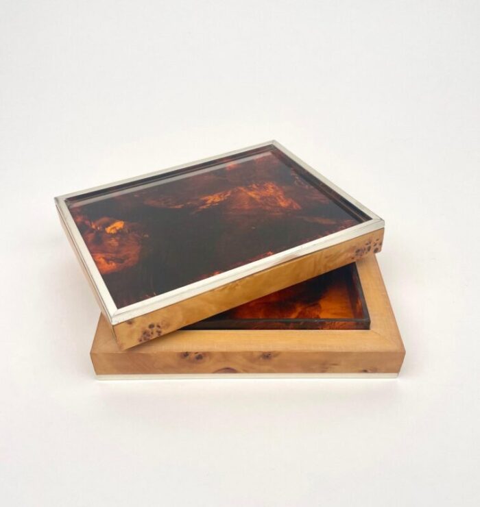 burl wood tortoiseshell effect acrylic box italy 1970s 11