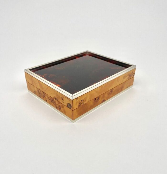 burl wood tortoiseshell effect acrylic box italy 1970s 3