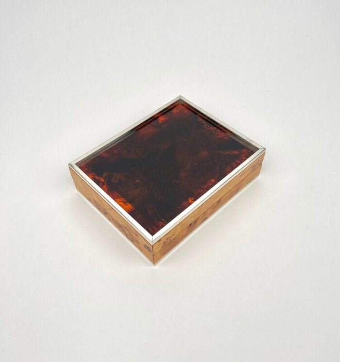 burl wood tortoiseshell effect acrylic box italy 1970s 4