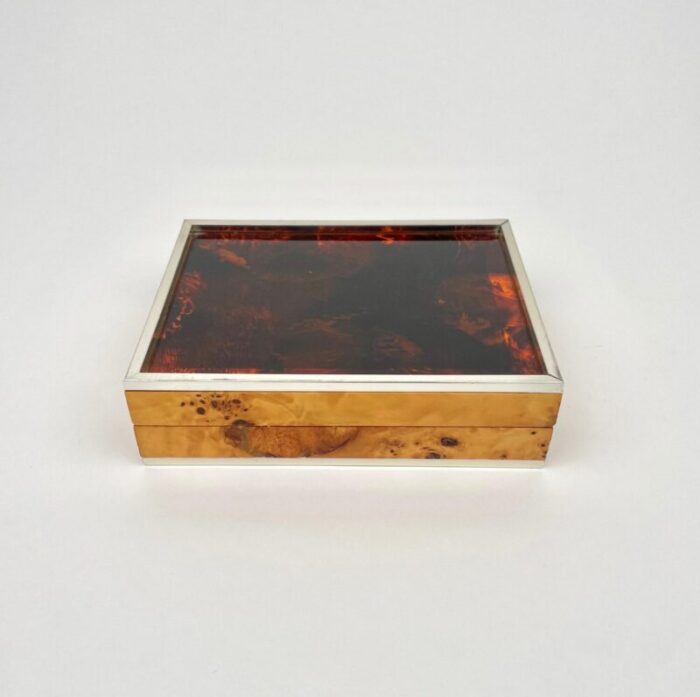 burl wood tortoiseshell effect acrylic box italy 1970s 5