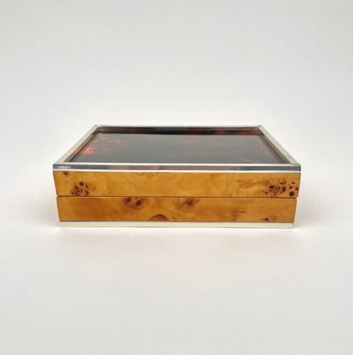 burl wood tortoiseshell effect acrylic box italy 1970s 6