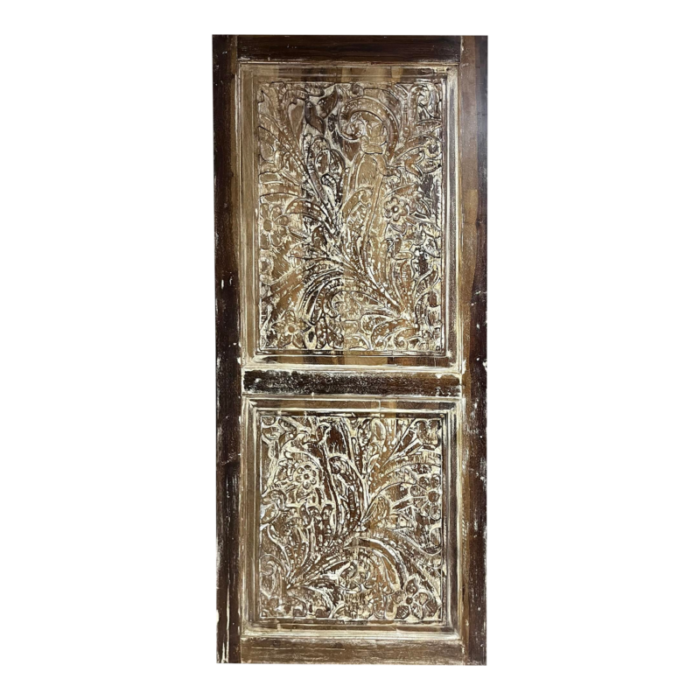 carved handcrafted solid floral carved rustic barn door 77x35 1217