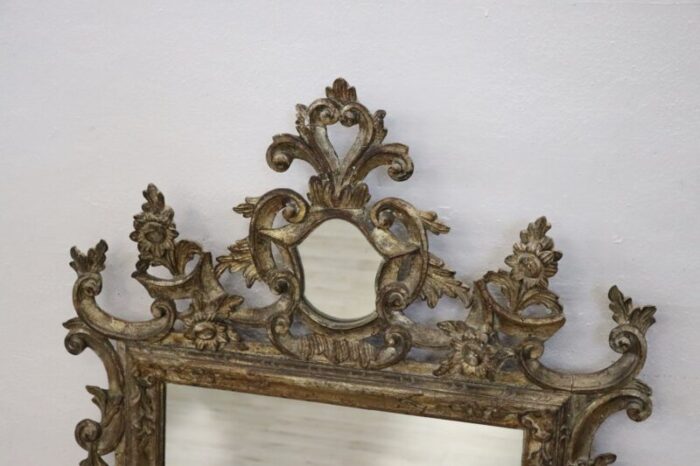 carved silvered wood wall mirror 1910s 2