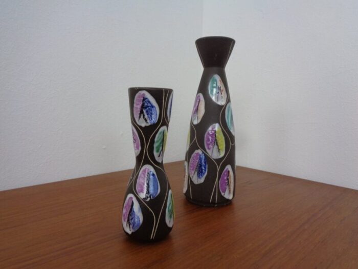 ceramic kongo vases by bodo mans for bay keramik 1960s set of 2 2