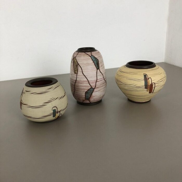 ceramic pottery vases by franz schwaderlapp for sawa ceramic germany 1960s set of 3 2