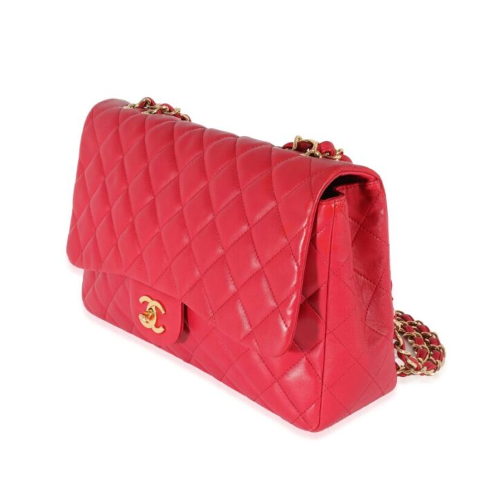 chanel dark pink lambskin jumbo single flap bag 3473