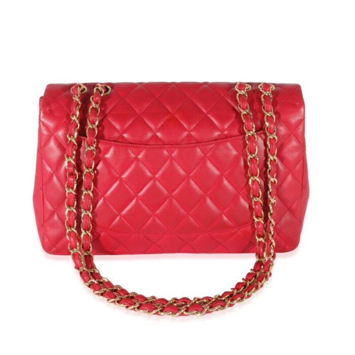 chanel dark pink lambskin jumbo single flap bag 5613