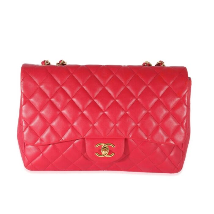 chanel dark pink lambskin jumbo single flap bag 6358