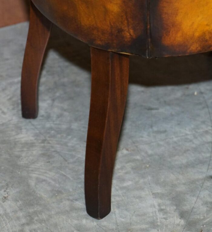 chesterfield brown leather armchair with claw ball feet 12