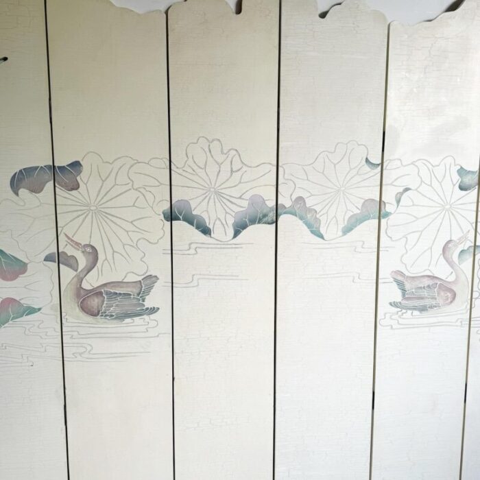 chinese hand carved flowers and ducks sculpted room divider screen 8 panels 9658