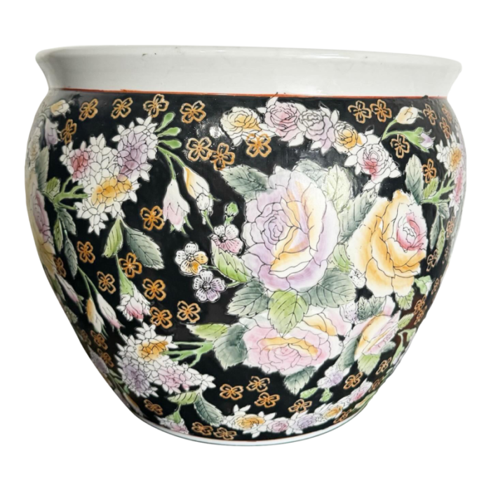 chinese hand painted floral fish bowl vase 1800