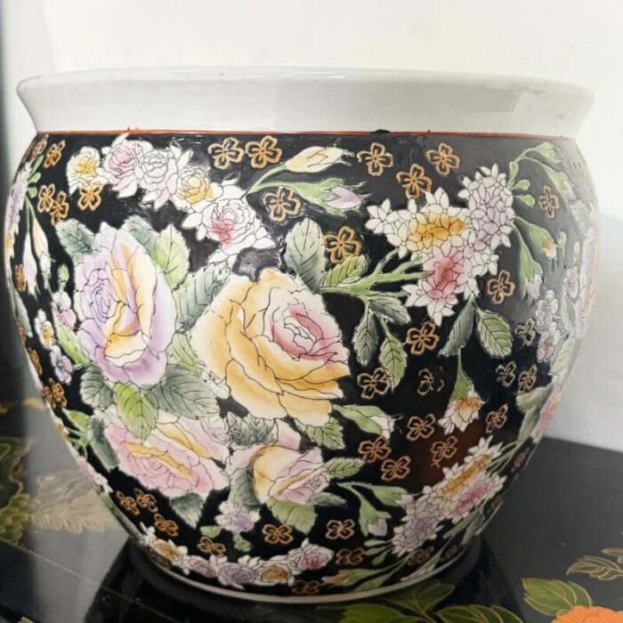 chinese hand painted floral fish bowl vase 7472