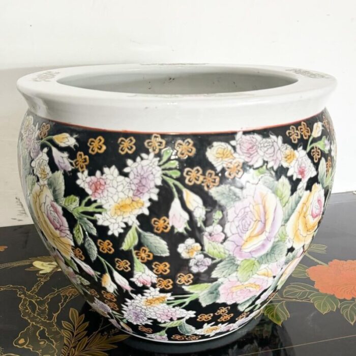 chinese hand painted floral fish bowl vase 8846