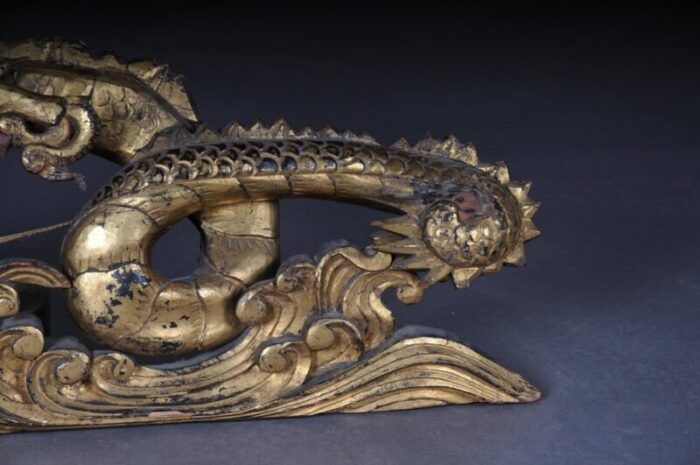 chinese ming dragon wall decoration in giltwood 4