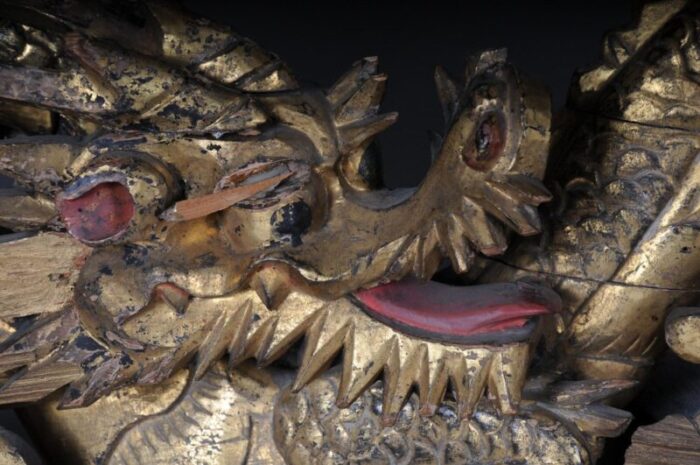 chinese ming dragon wall decoration in giltwood 5