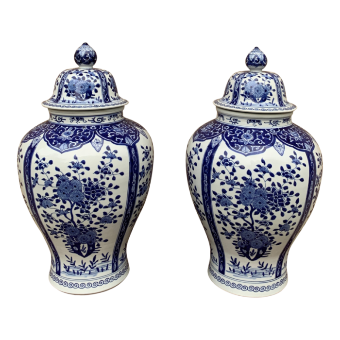 chinoiserie large blue and white porcelain ginger jars pair 5479