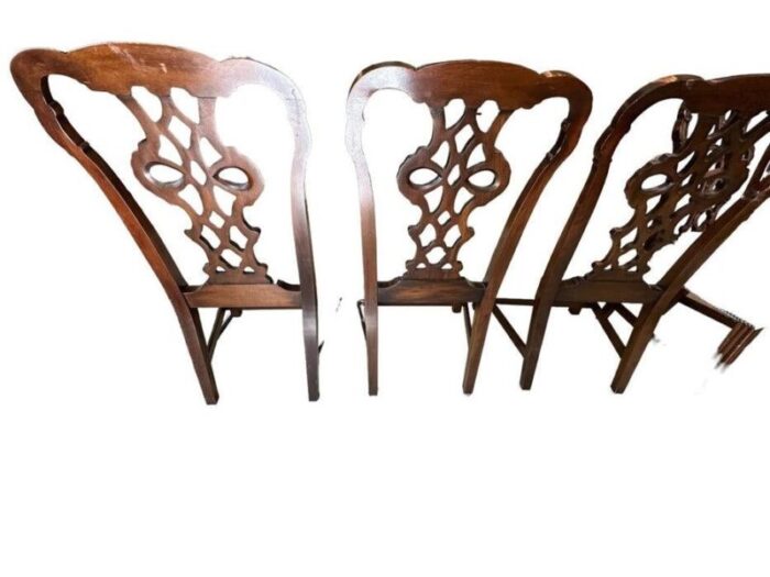 chippendale style dining chairs with leather seats set of 4 3252