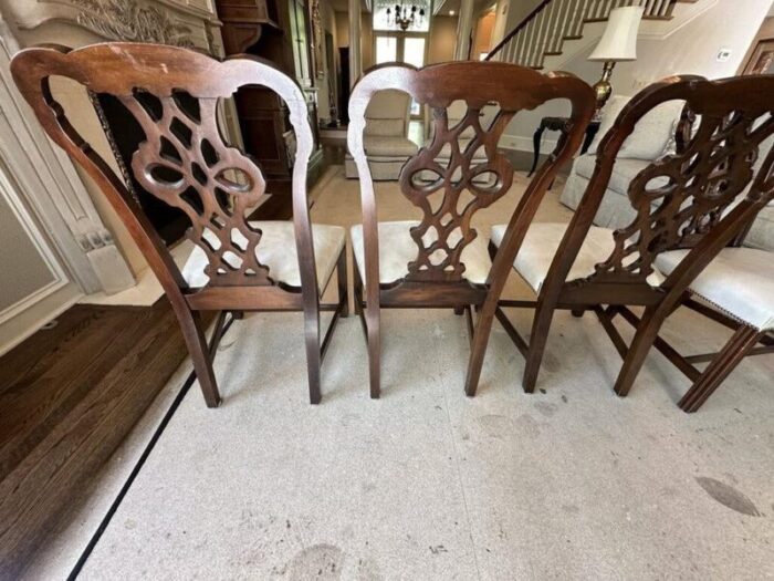 chippendale style dining chairs with leather seats set of 4 3987