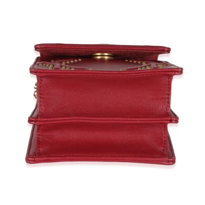 christian dior red leather studded diorama vertical clutch on chain 9431