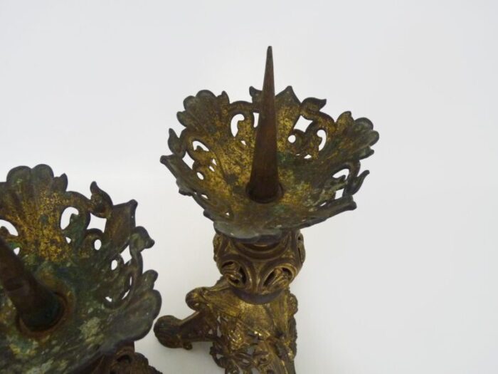 church candleholders in gilded bronze 19th century set of 2 4112