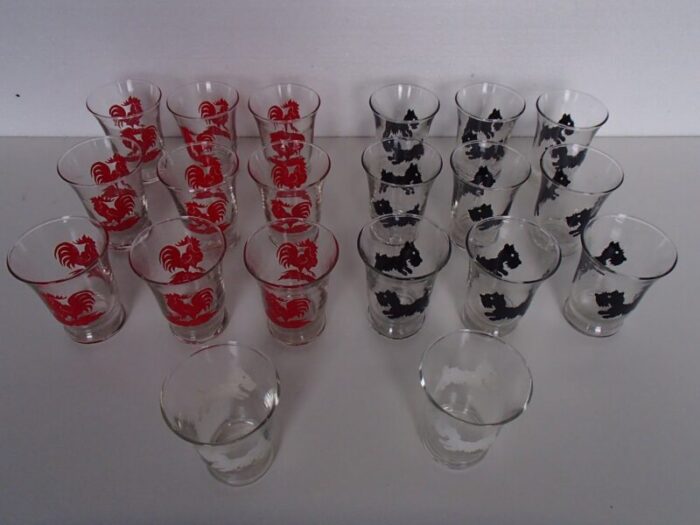 cocktail glasses with fox terrier and cockerel from royal leerdam crystal set of 14 1