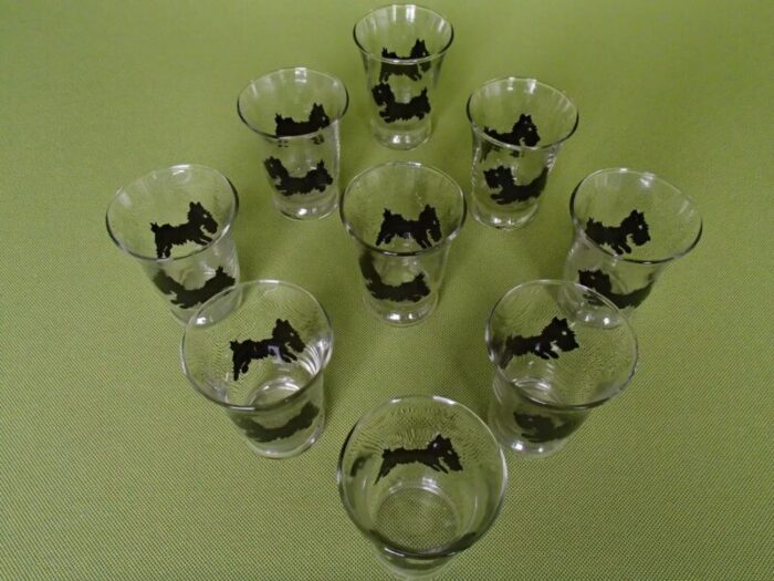 cocktail glasses with fox terrier and cockerel from royal leerdam crystal set of 14 16