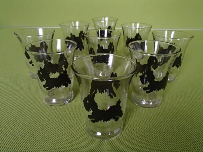 cocktail glasses with fox terrier and cockerel from royal leerdam crystal set of 14 24