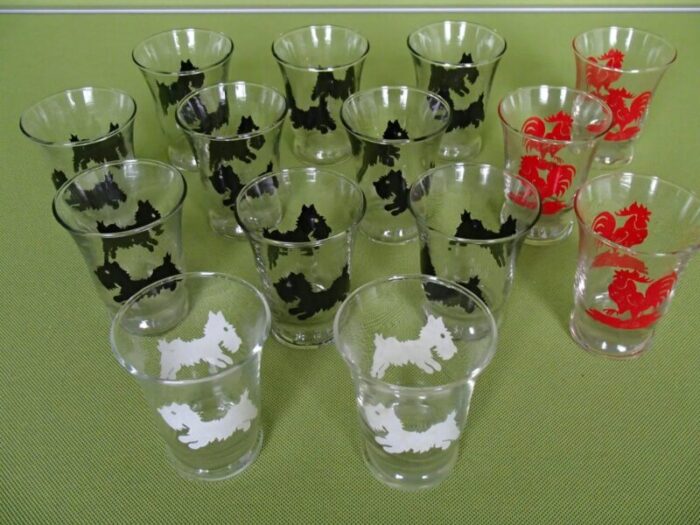 cocktail glasses with fox terrier and cockerel from royal leerdam crystal set of 14 5