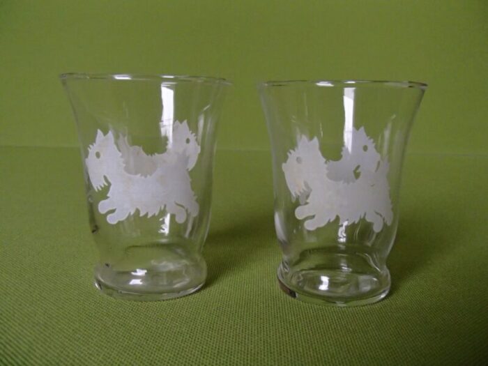 cocktail glasses with fox terrier and cockerel from royal leerdam crystal set of 14 9