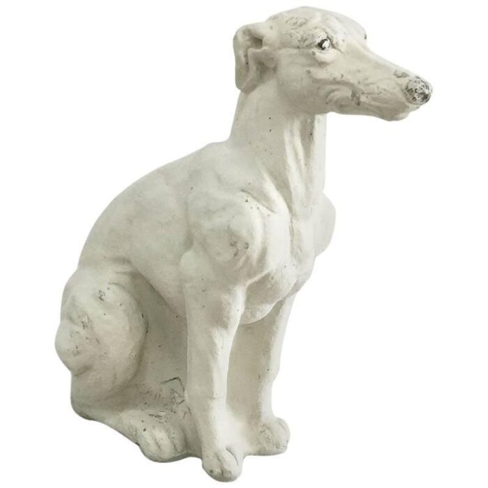 concrete statue of whippet dog 1