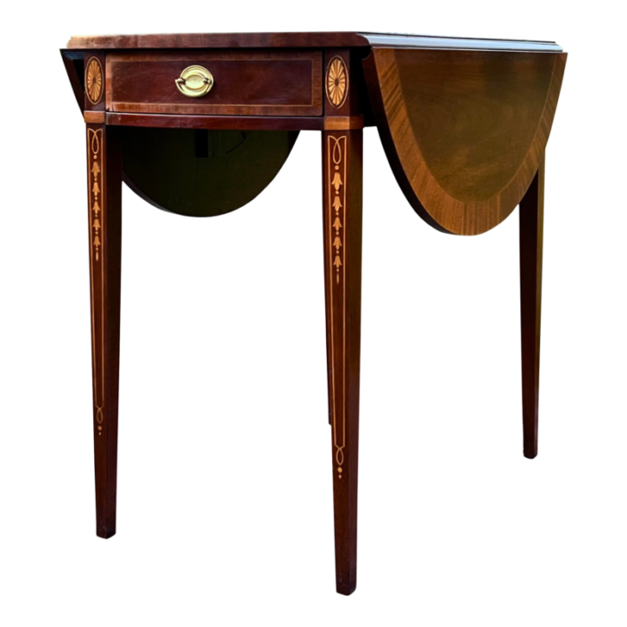 councill furniture inlaid mahogany pembroke side table 0822