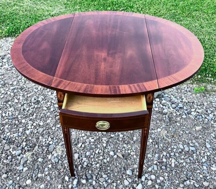 councill furniture inlaid mahogany pembroke side table 2196