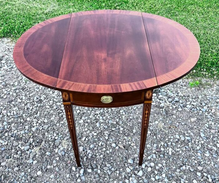 councill furniture inlaid mahogany pembroke side table 9635