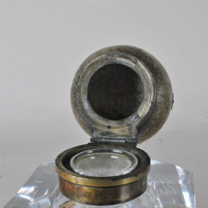 crystal and bronze inkwell attributed to baccarat 19th century 5