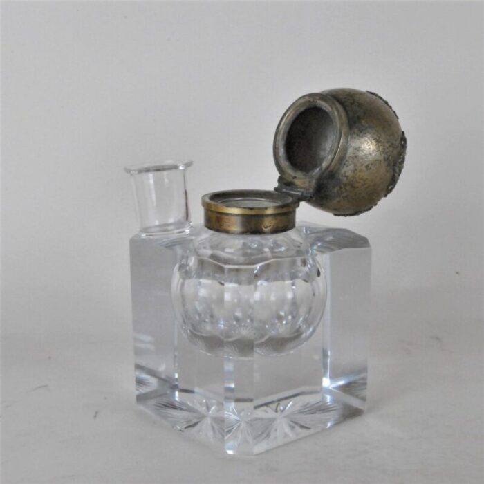 crystal and bronze inkwell attributed to baccarat 19th century 6